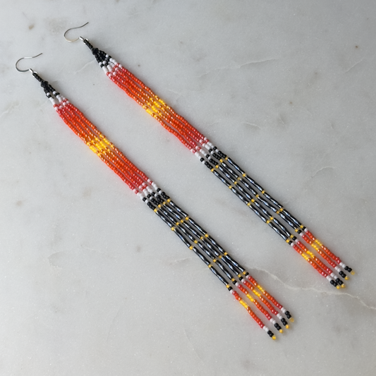 Oskē Yvlahv Omē (Orange Rainfall) Beaded Dangle Earrings