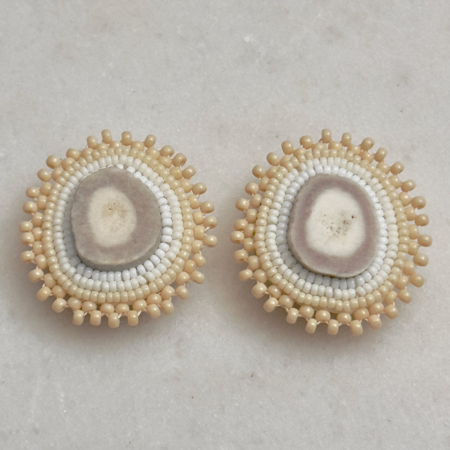 Eco-yvpe (Deer Antler) Flat Beadwork Post Earrings