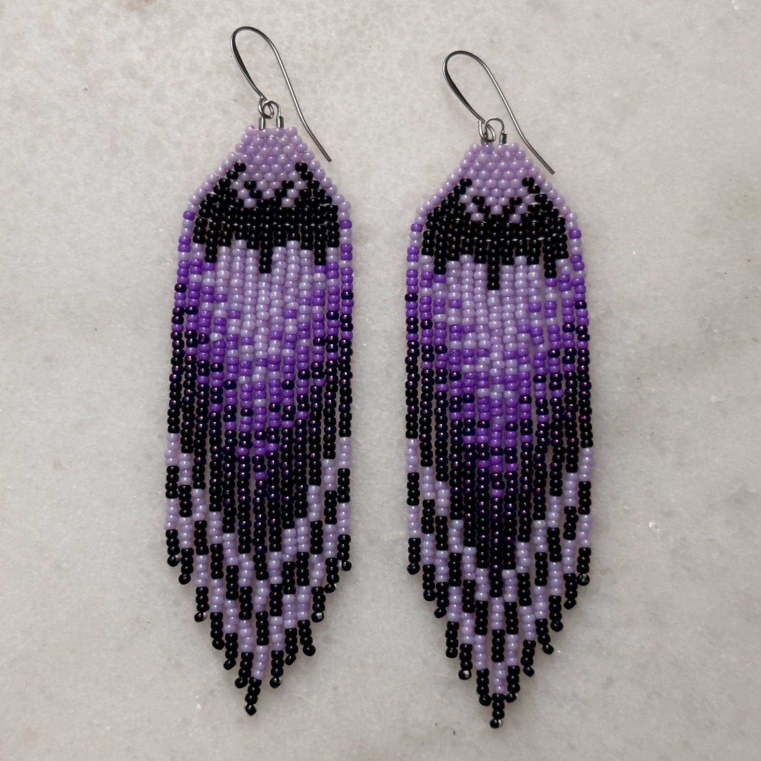 SHIMMER SUNSET Drama Chevron Woven sold Fringe Beaded Earrings